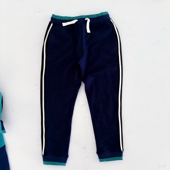 NWOT Hanna Andersson Blue and Green Athletic Sweatshirt Sweatpant Set 6-7yo. - Picture 3 of 9